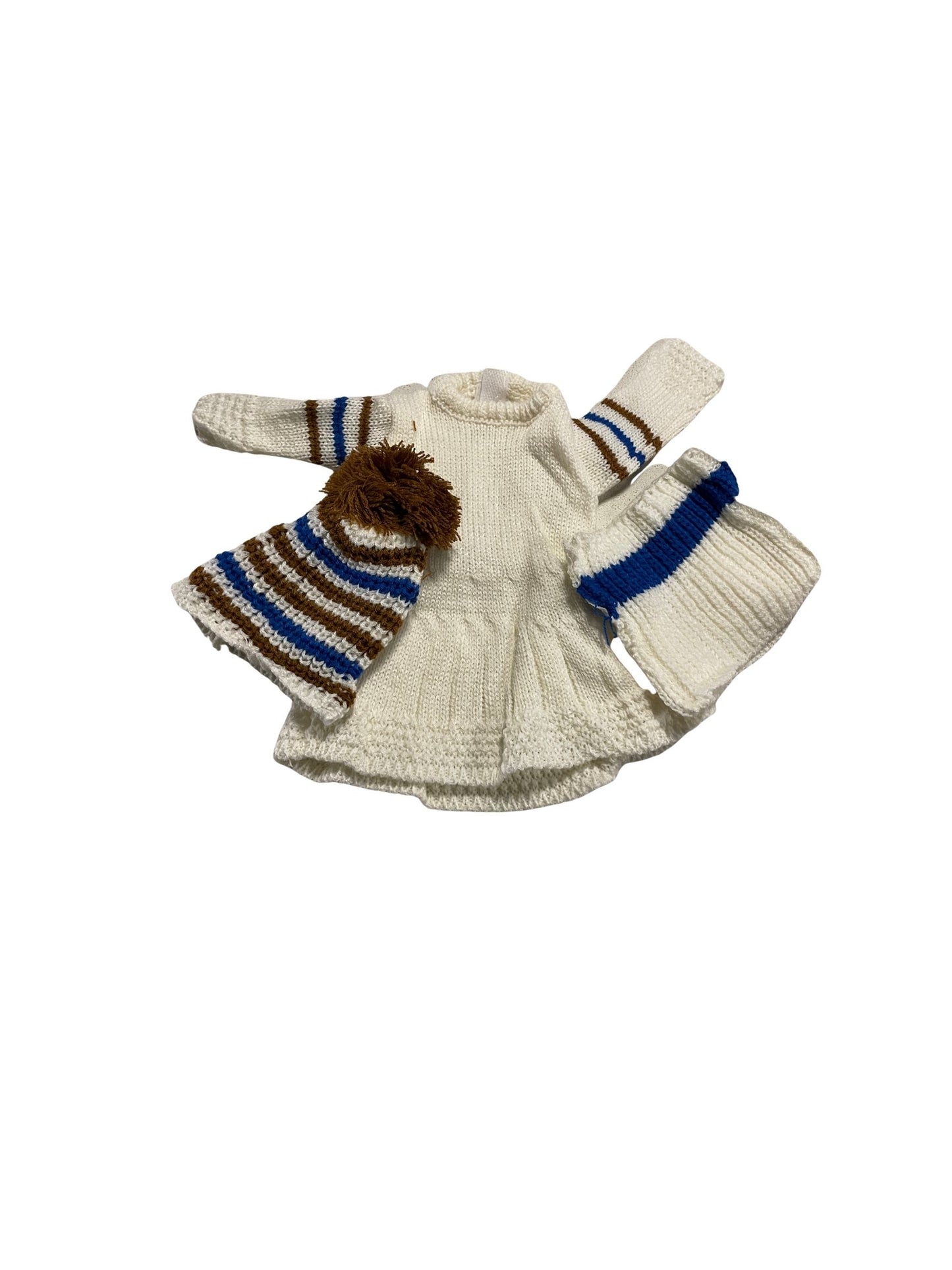 Resilient Girl 5 Pieces - Knit Dress, w/Collar w/Hat, Faux Fur Coat and Slip on Shoes