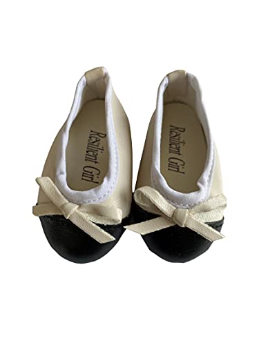 Ivory and Black Ballet Slippers-Shoes (clothes and doll not included)