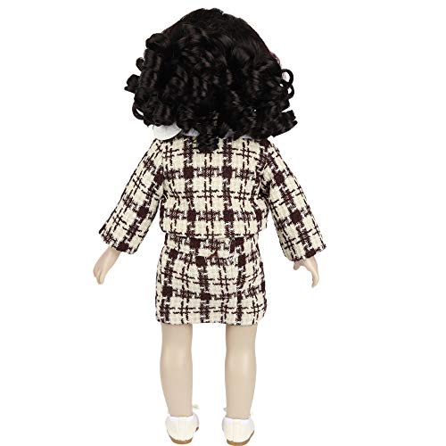 Brown/White Plaid Knit Suit Outfit 18inch Doll w/Satin Trimmed Ballet Shoes (Wig Not Included)