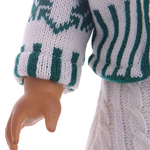 Winter Knit Outfit with Green Cardigan, Pom-Pom Hat & Boots – Fits 18-Inch Dolls