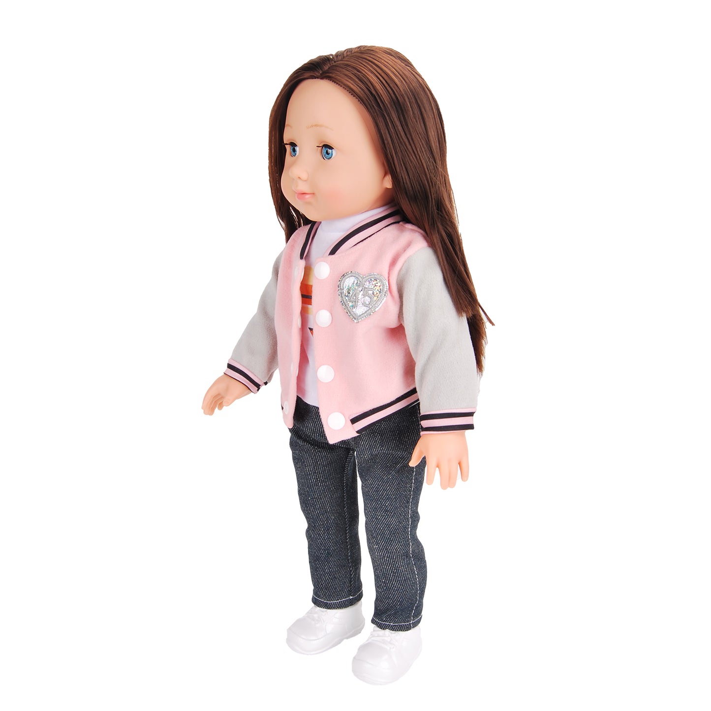 3 Piece Outfit-1 Pink Baseball Jacket, fits 18inch Doll