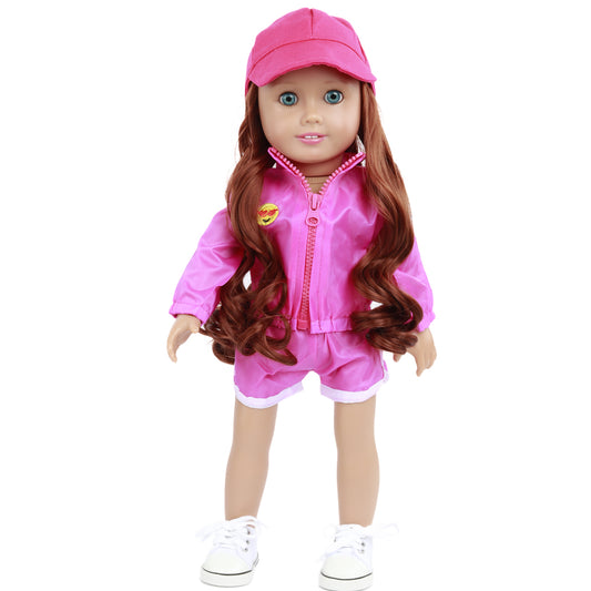 Pink Baseball Wig Cap, fits 18 inch Doll