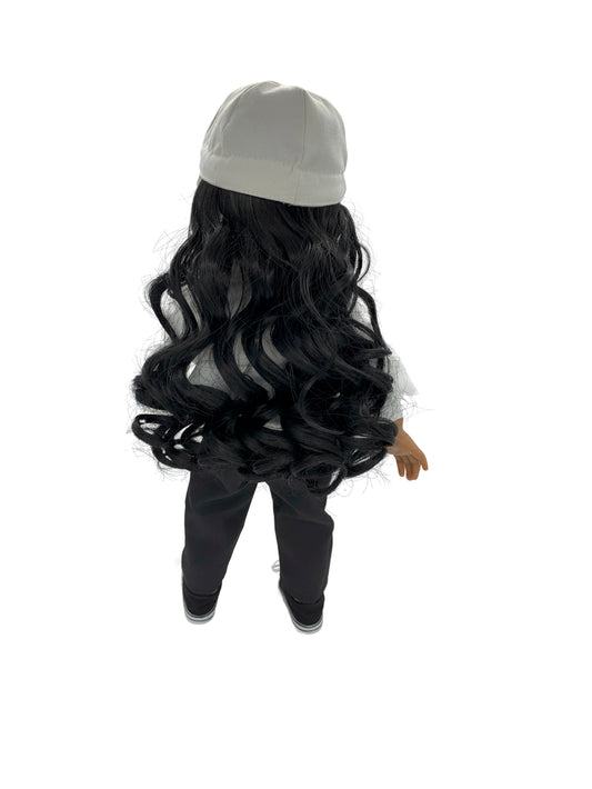 18inch Doll White Baseball Wig Cap, fits 18inch Doll
