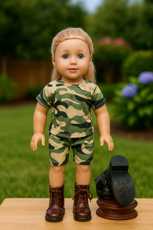 Camouflage Shorts and Shirt, Shoes (boots not included)