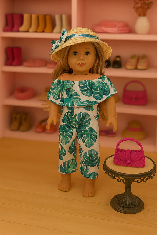 Floral Green and White Jumpsuit