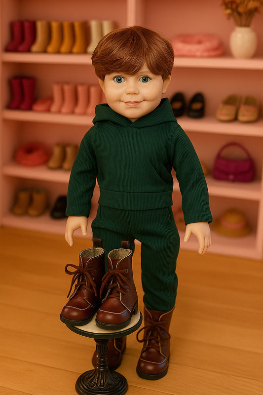 Uniquely Designed Green Sweat suit with Hoodie and Boots