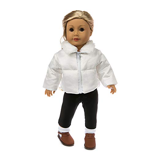 White Puffy Jacket w/Jeans, Black Straight Hair Wig Baseball Cap