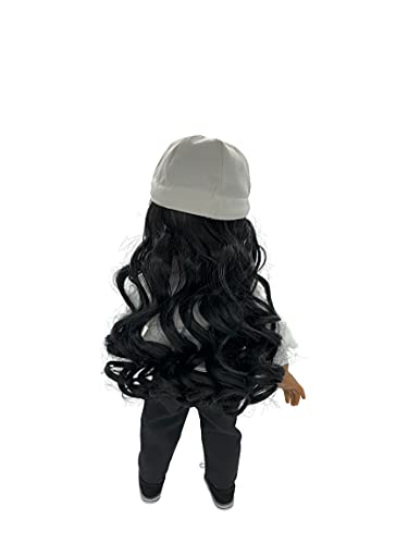 White Puffy Jacket w/Jeans, Baseball Cap w/Wig Attached, fits 18 inch Doll