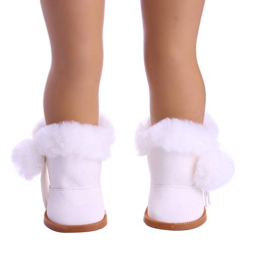 White Fur Trimmed 18inch Doll Boots