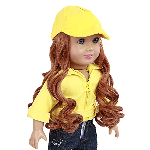 Yellow Baseball Wig Cap w/Curly Hair, 2 Piece Jacket