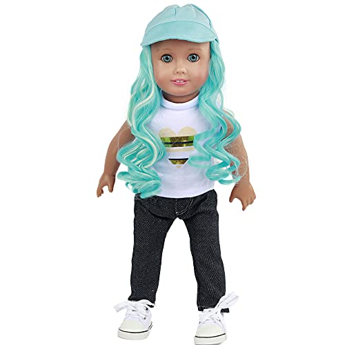 Resilient Girl: Turquoise Cap w/Turq and White Hair fits 18in Doll. An amazing way to revive dolls hair. Uniquely designed wig cap, keeps dolls stylish at events, Christmas, Birthday's, Hanukkah, etc.