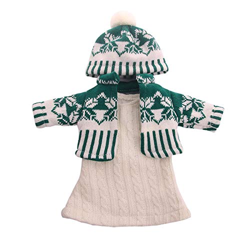 Winter Knit Outfit with Green Cardigan, Pom-Pom Hat & Boots – Fits 18-Inch Dolls