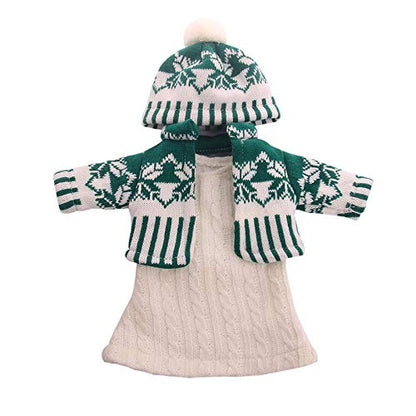 Winter Knit Outfit with Green Cardigan, Pom-Pom Hat & Boots – Fits 18-Inch Dolls