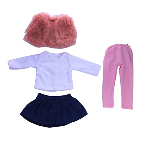 Pink Faux Fur Vest with White Shirt and Denim Skirt