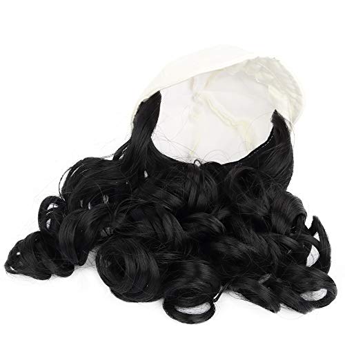 Wig Cap w/Black Long Curly Hair