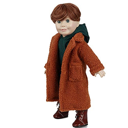 Brown (Faux) Lambs Wool Doll Coat, fits 18inch Doll