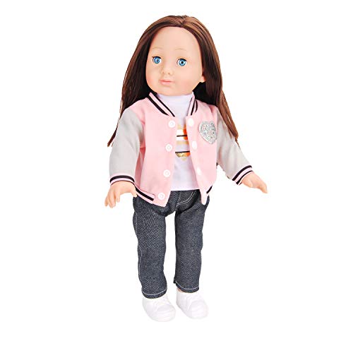 Resilient Girl: 3 Piece Outfit-1 Pink Baseball Jacket, 1 White Shirt, 1 Blue Jean, fits 18inch Doll. Sneakers Sold Separately (Doll not Included)