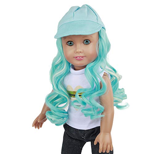 Resilient Girl: Turquoise Cap w/Turq and White Hair fits 18in Doll. An amazing way to revive dolls hair. Uniquely designed wig cap, keeps dolls stylish at events, Christmas, Birthday's, Hanukkah, etc.