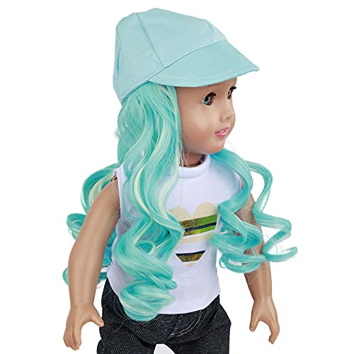 Resilient Girl: Turquoise Cap w/Turq and White Hair fits 18in Doll. An amazing way to revive dolls hair. Uniquely designed wig cap, keeps dolls stylish at events, Christmas, Birthday's, Hanukkah, etc.