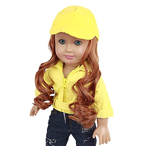 Yellow Baseball Wig Cap w/Curly Hair, 2 Piece Jacket