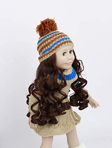 Tan Knit Dress w/Hat Wig 18inch Doll