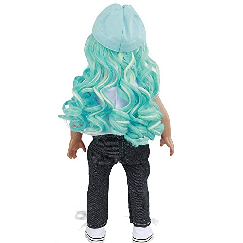 Resilient Girl: Turquoise Cap w/Turq and White Hair fits 18in Doll. An amazing way to revive dolls hair. Uniquely designed wig cap, keeps dolls stylish at events, Christmas, Birthday's, Hanukkah, etc.