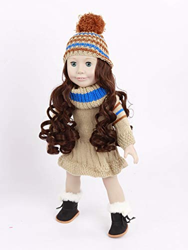 Tan Knit Dress w/Hat Wig 18inch Doll