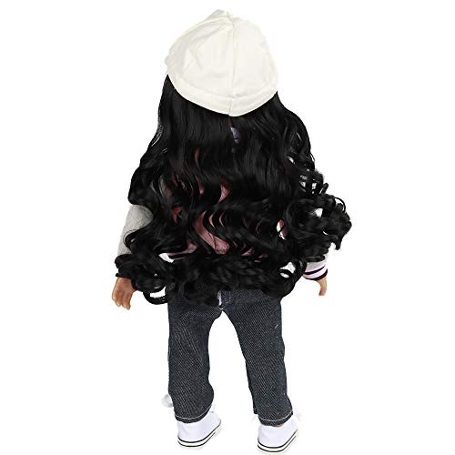 Wig Cap w/Black Long Curly Hair