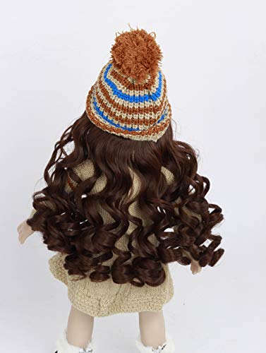 Tan Knit Dress w/Hat Wig 18inch Doll