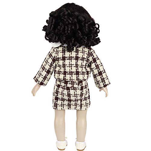 Brown/White Plaid Knit Suit Outfit 18inch Doll w/Satin Trimmed Ballet Shoes