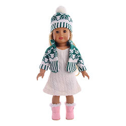 18inch Doll Green and White Knit Dress