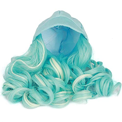 Resilient Girl: Turquoise Cap w/Turq and White Hair fits 18in Doll. An amazing way to revive dolls hair. Uniquely designed wig cap, keeps dolls stylish at events, Christmas, Birthday's, Hanukkah, etc.