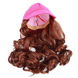 Baseball Wig Cap w/Auburn Curly Hair fits