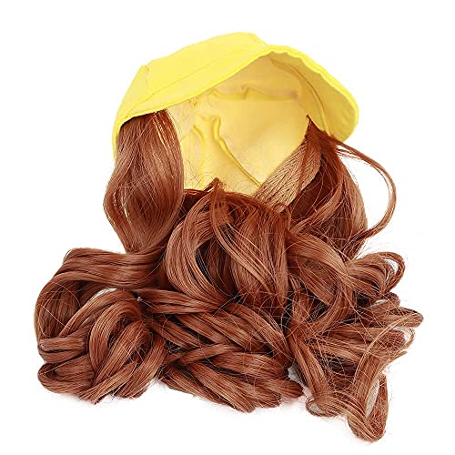 Yellow Baseball Wig Cap w/Curly Hair, 2 Piece Jacket