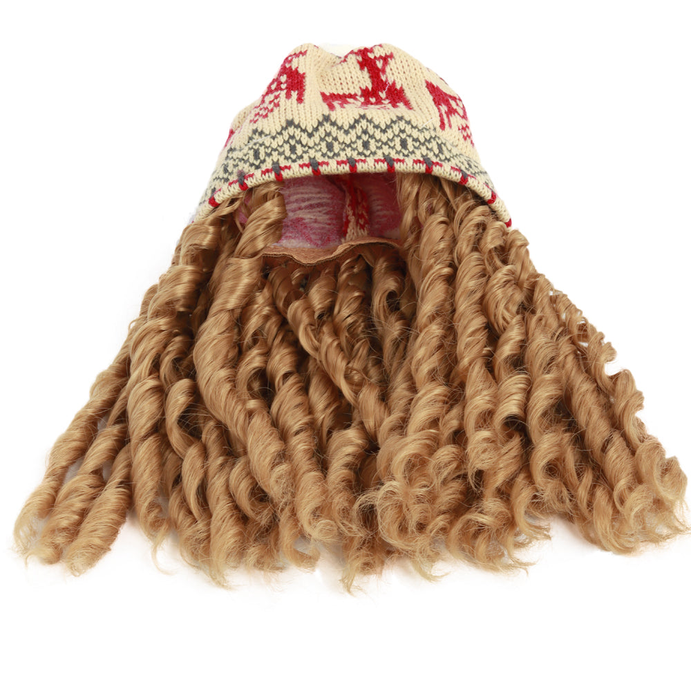 Knit Reindeer Dress with Hat Wig, fits 18inch Doll