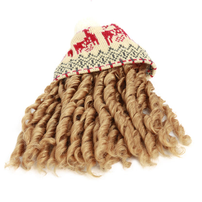 Knit Reindeer Dress with Hat Wig, fits 18inch Doll