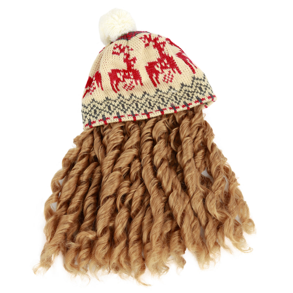 Knit Reindeer Dress with Hat Wig, fits 18inch Doll