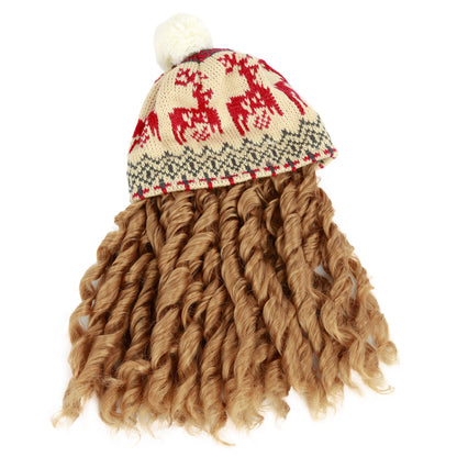 Knit Reindeer Dress with Hat Wig, fits 18inch Doll